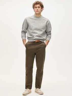 Men's Olive Chino Pants - Classic Straight Fit